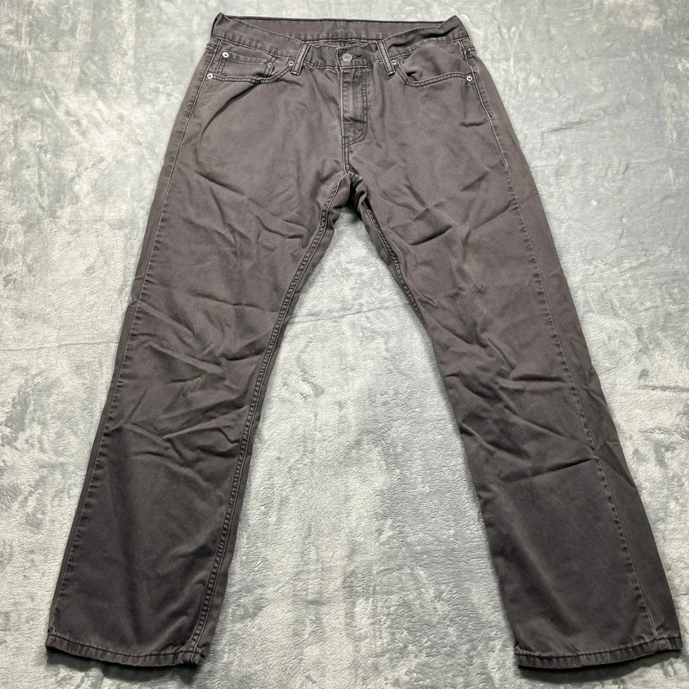 Levi's 514 Straight Fit Pants Mens 34x30 Gray Cotton Casual Twill‎ Trousers